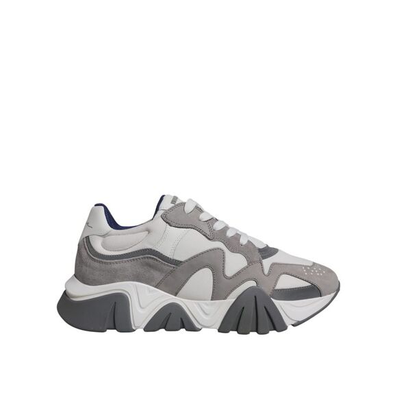 Versace Grey Leather Neoprene Chunky Low Top Squalo Sneakers Men's Shoes
